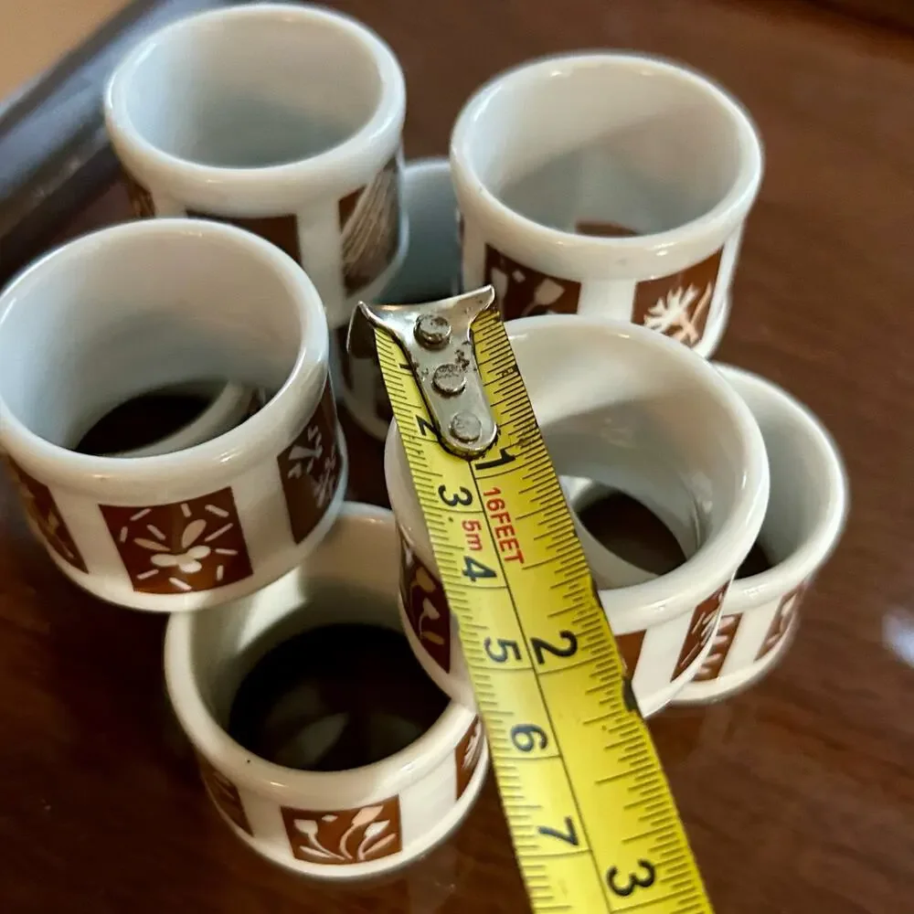 Vintage Town and Country Linen Corp Floral Porcelain Napkin Rings Set of 8
